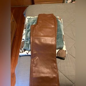 bagatelle brown leather straight pants